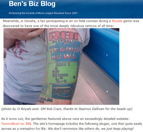 Tecmo tattoo gets featured