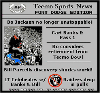 Tecmo Bowl newspaper Bo Jackson Bill Parcells